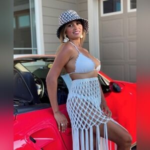 White Fringe Crochet Cover-Up